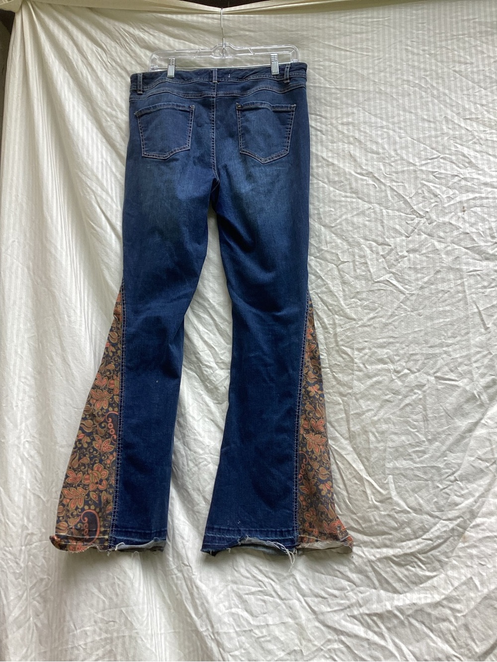 Est. 1946 Dark Blue Flared Patchwork Jeans with Embroidered Patches, size 12 - Picture 7 of 7